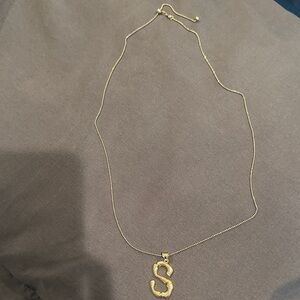 Gold Initial 'S' Pendant Necklace
